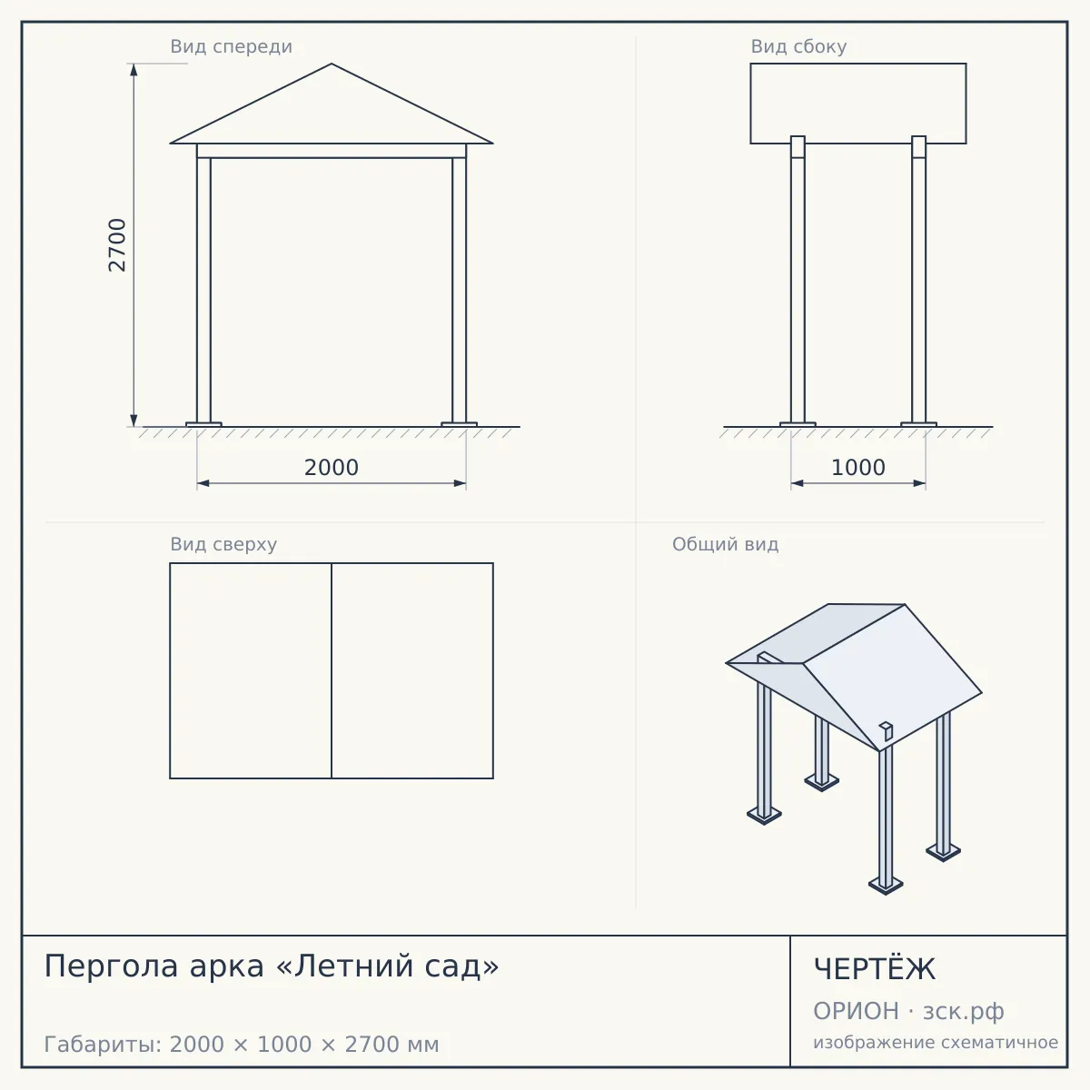 Пергола арка «Летний сад» — чертёж